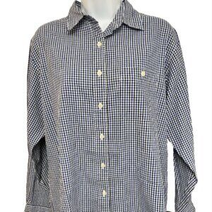 Lands End Ladies Medium Button Down Collared long sleeve Dress top w/flaw